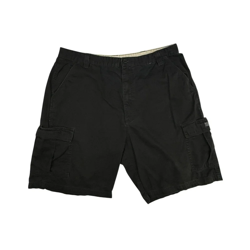 Wrangler Cargo Shorts Mens 40 Black Casual Outdoor Cotton Relaxed Fit